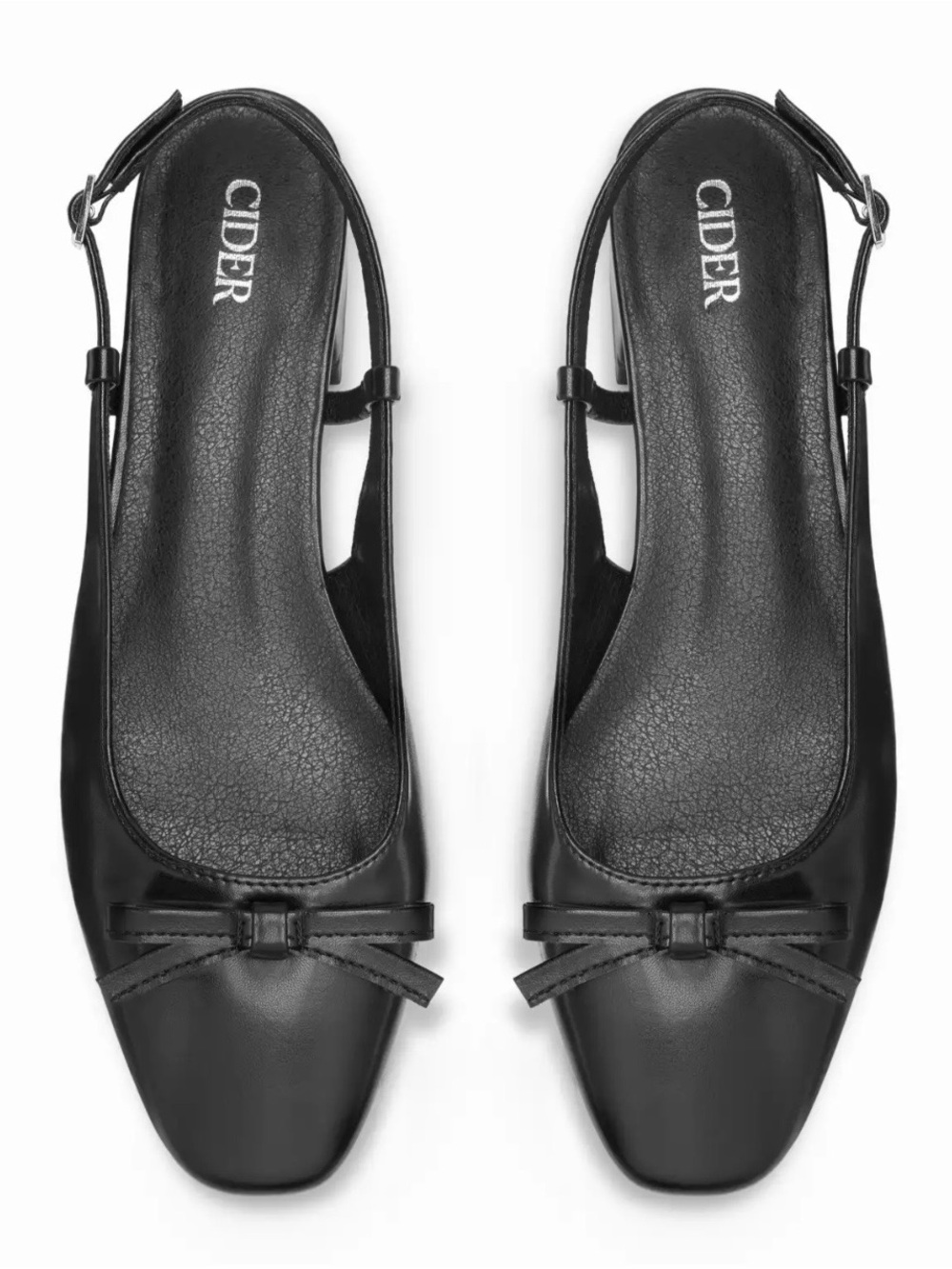 Black Slingback Ballet Flats with Bow